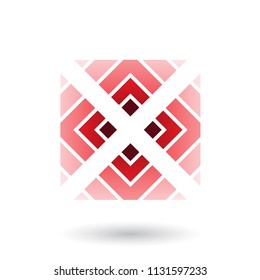 Vector Illustration of Red Letter X Icon with Square and Triangles isolated on a White Background