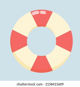Vector illustration of red lifebuoy in flat style, ring for swimming