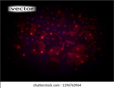 Vector illustration of red light bokeh on black background