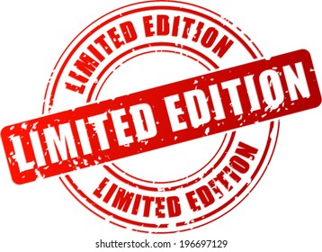 Vector illustration of red limited edition stamp on white background