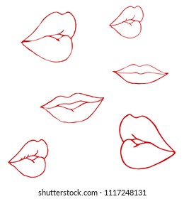 Vector illustration of a red lip liner kiss