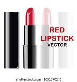 Vector illustration of a red lipstick isolated on white. Fashion illustration