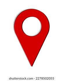 vector illustration red location pin icon. Navigation icon on white background