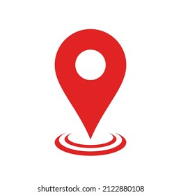 Vector illustration of red locator pin. Suitable for design element of map app, address location software, and gps technology.