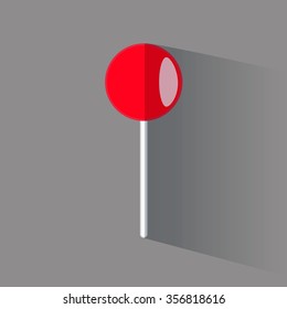 Vector illustration of a red lollipop with long shadow