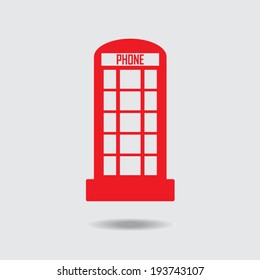 Vector illustration of a red London phone booth