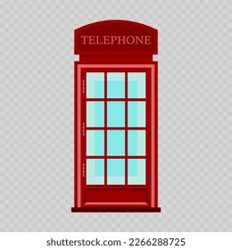 Vector illustration of a red London phone booth