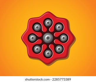 vector illustration of red lotus pod with bunch of seed looks like eyes