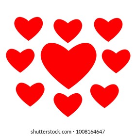 Vector illustration with red love hearts