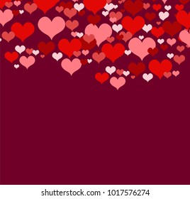 Vector illustration with red love hearts