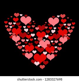 Vector illustration with red love hearts