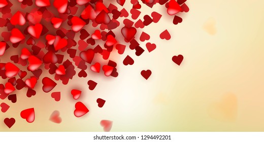Vector illustration with red love hearts on vintage background. Design templates for Wallpaper, flyers, invitation, posters, brochure, banners. - Vector
