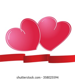 Vector illustration with red love hearts