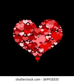 Vector illustration with red love hearts