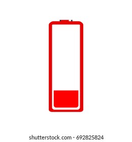 Vector illustration red low battery  icon.