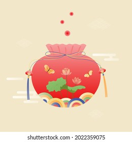 Vector illustration of a red lucky pocket.