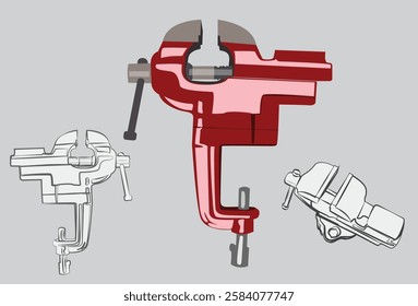 Vector illustration of red manual vise