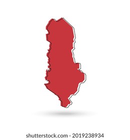 Vector Illustration of the red Map of Albania on White Background