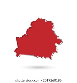 Ilustración vectorial del mapa rojo de Bielorrusia sobre fondo blanco