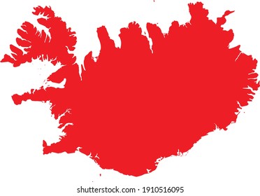 vector illustration of Red map of Iceland