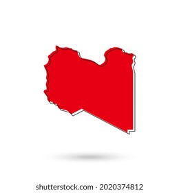 Vector Illustration of the red Map of Libya on White Background