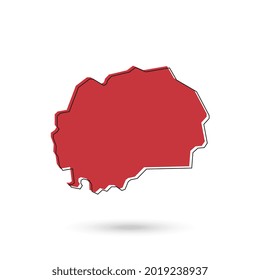 Vector Illustration of the red Map of Macedonia on White Background