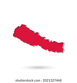 Vector Illustration of the red Map of Nepal on White Background