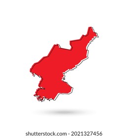 Vector Illustration of the red Map of North Korea on White Background