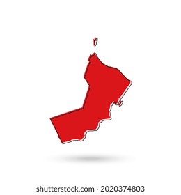 Vector Illustration of the red Map of Oman on White Background