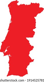 vector illustration of Red map of Portugal