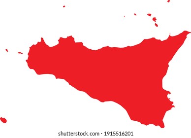 ilustración vectorial del mapa rojo de Sicilia