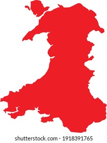 ilustración vectorial del mapa rojo de Gales