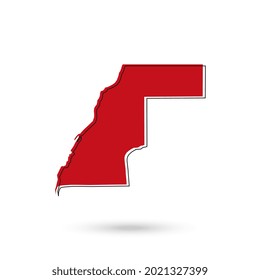 Vector Illustration of the red Map of Western Sahara on White Background