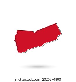 Vector Illustration of the red Map of Yemen on White Background