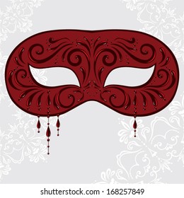 Vector illustration of red masquerade mask
