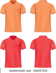Vector illustration of red men's polo shirt