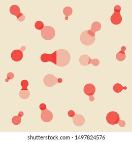 Vector illustration of red metaballo on a pink background. Connection of round shapes. Abstract illustration for printing on clothes, textiles.