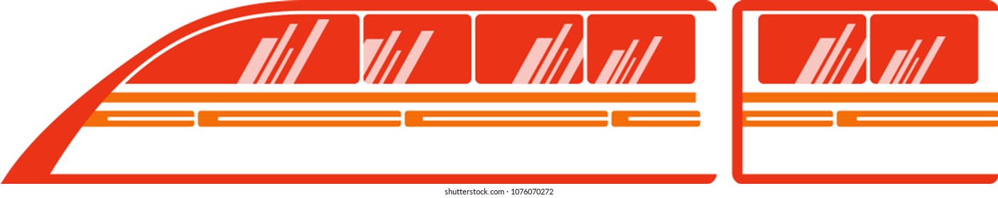 Vector illustration of the red metro train. Urban metro electric train. Metro city