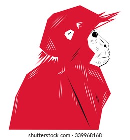 Vector illustration of a red monkey, a symbol of New Year 2016. Vector for design, poster, greeting card or invitation.