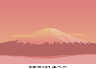 Vector illustration of the red Mount Fuji.
