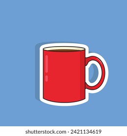 Vector illustration of red mug coffee sticker 