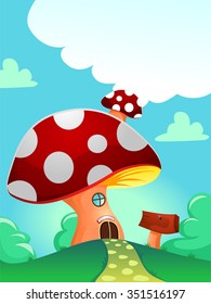 Vector Illustration of Red Mushroom House