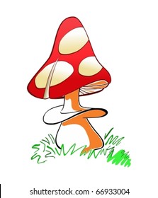 Vector illustration of red mushroom with white spots