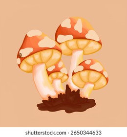 vector illustration of red mushrooms