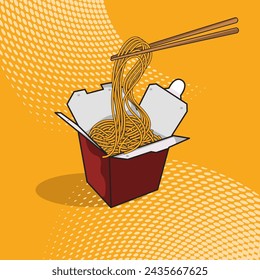 Vektor-Illustration der roten Nudelbox 