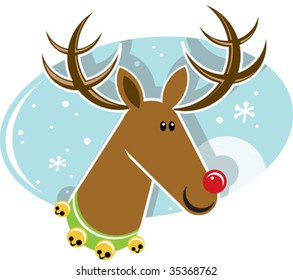 a vector illustration of a red nosed reindeer