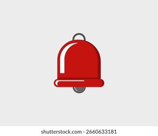 Ilustração vetorial de um ícone de sino de notificação vermelho em estilo plano, perfeito para alertas, lembretes, interface do usuário ou botões de assinatura na Web, aplicativos móveis e projetos de design multimídia