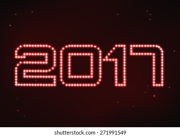 Vector illustration of red number 2017 in style of constellation - extended 