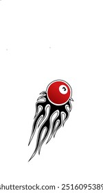 Vector illustration of a red number 3 billiard ball with a black flame effect. This dynamic design is perfect for use as a logo, t-shirt design, or sports sticker.