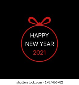 Vector illustration with red numbers and gift box with red ribbons. Merry Christmas and Happy New Year 2021 holiday symbol template.